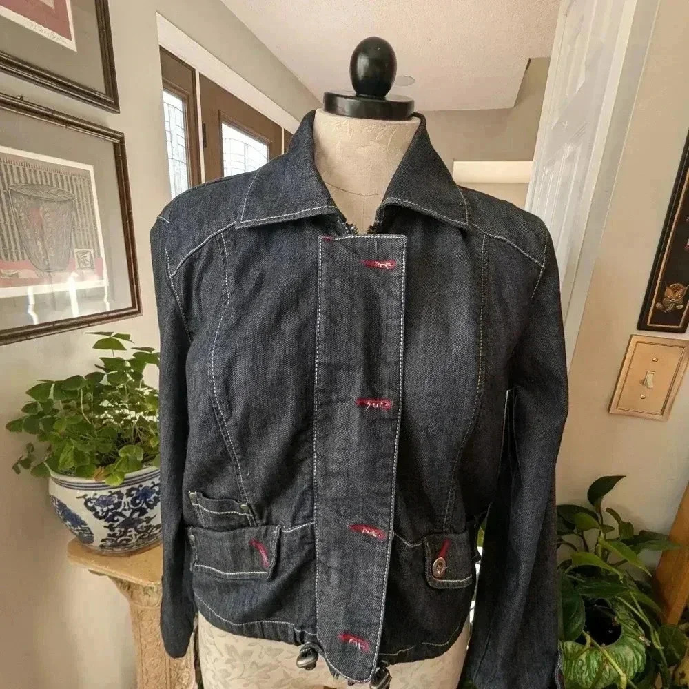 Chico's Platinum Denim Jacket Size 2